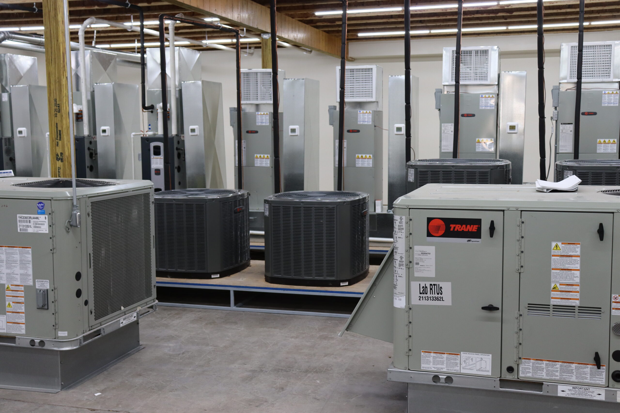 The new HVAC lab at the Chaffin building was outfitted by Trane Technologies. [Photo by Lance Ziesch]