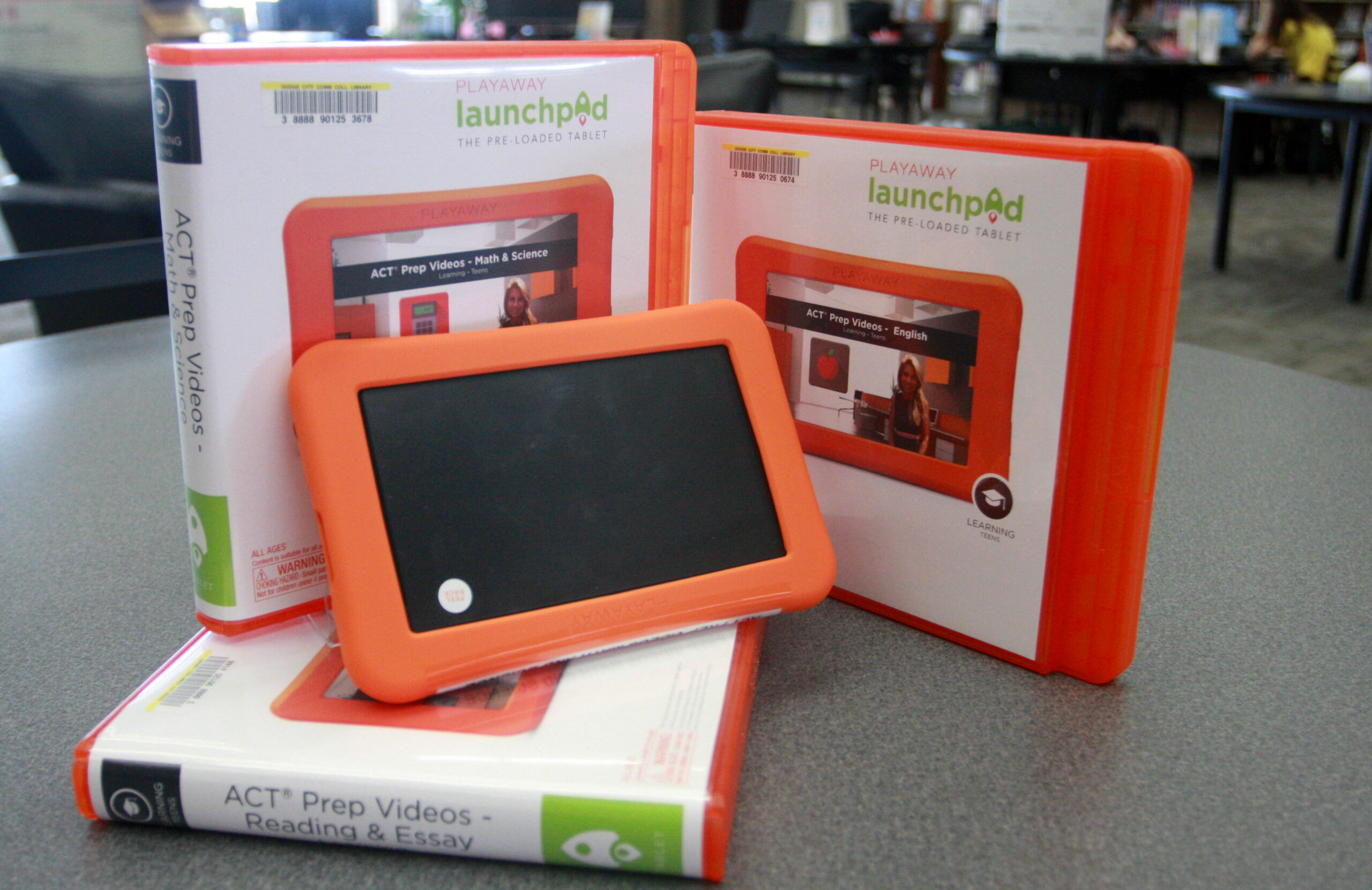 Lanchpad devices and cases displayed in the DC3 Library